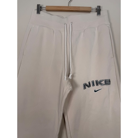 Nike Phoenix Wide Leg Sweatpants Beige Drawstring Logo Casual Lounge Size L - Picture 4 of 9